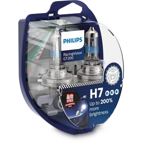 SET 2 BECURI FAR H7 55W 12V RACING VISION GT200 PHILIPS