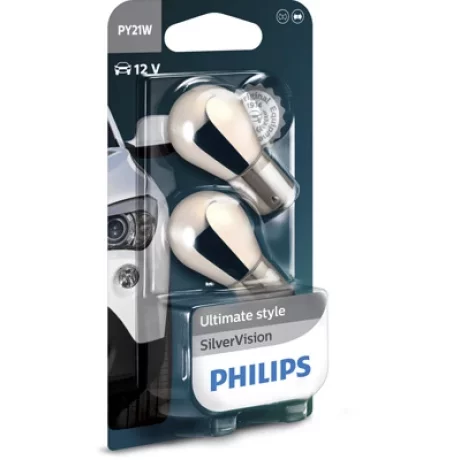 SET 2 BECURI SEMNALIZARE PY21W 12V (blister) SILVER VISION PHILIPS