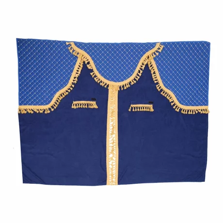 SET PERDELE CABINA CAMION. UNIVERSALE. VELUR. ALBASTRU-AURIU