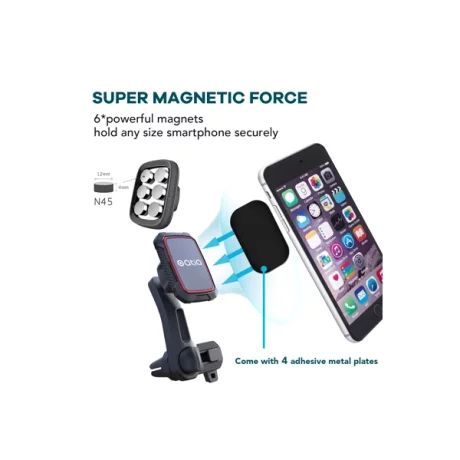 SUPORT TELEFON MAGNETIC AUTO CU FIXARE IN GRILA DE VENTILATIE SI BRAT REGLABIL
