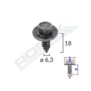 SURUB CU CAP HEXAGONAL CU DIAMETRU 6.2 MM SET 10 BUC