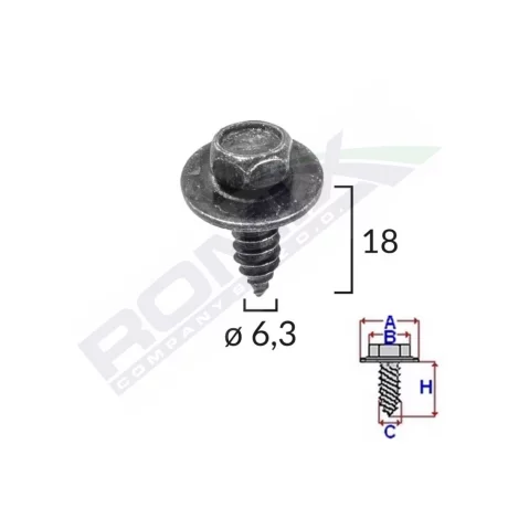SURUB CU CAP HEXAGONAL CU DIAMETRU 6.2 MM SET 10 BUC