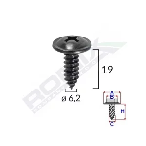 SURUB CU CAP INCRUCISAT DIAMETRU 6.2MM LUNGIME 19MM SET 10 BUC