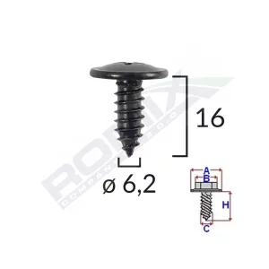 SURUB FIXARE ELEMENTE EXTERIOR PENTRU TOYOTA, KIA, HYUNDAI 6.2X16MM SET 10 BUC