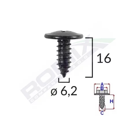 SURUB FIXARE ELEMENTE EXTERIOR PENTRU TOYOTA, KIA, HYUNDAI 6.2X16MM SET 10 BUC