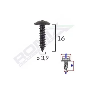 SURUB UNIVERSAL FIXARE NEGRU 3.9X16MM SET 25 BUC