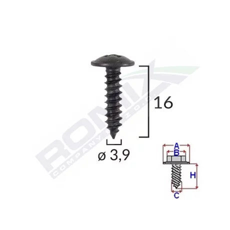 SURUB UNIVERSAL FIXARE NEGRU 3.9X16MM SET 25 BUC
