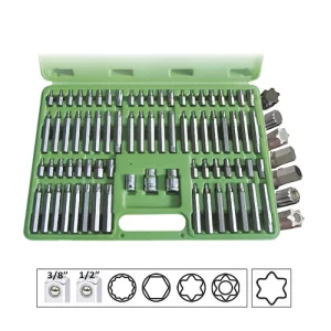 TRUSA SPECIALA CAPETE SURUBELNITA 74 PIESE PENTRU SURUBURI RIBE 12 FETE TORX HEXAGONAL JBM